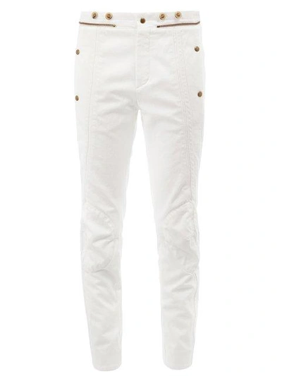 Shop Chloé Zipper Detail Panelled Jeans In White