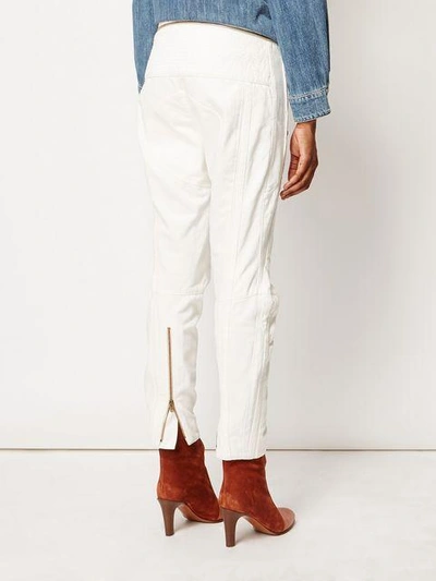 Shop Chloé Zipper Detail Panelled Jeans In White