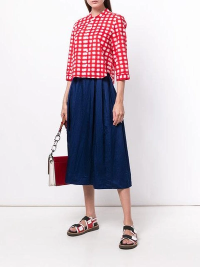 Shop Marni Cropped Checked Shirt - Red