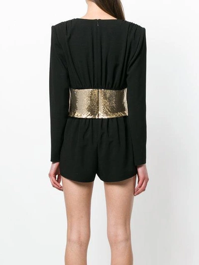 Shop Saint Laurent V-neck Belted Playsuit In Black