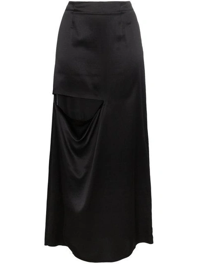 Shop Jw Anderson Long Slit Silk Skirt In Black