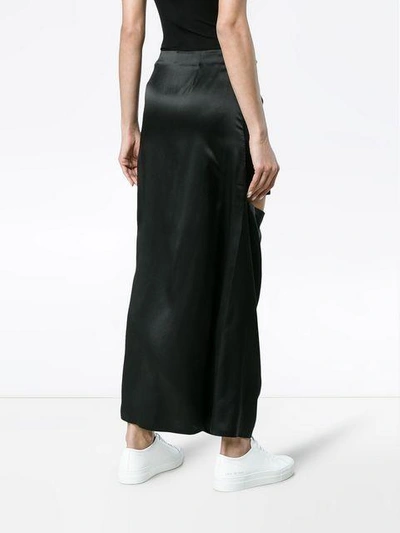 Shop Jw Anderson Long Slit Silk Skirt In Black