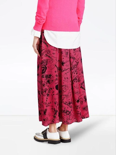 Shop Burberry Doodle Print Skirt - Pink