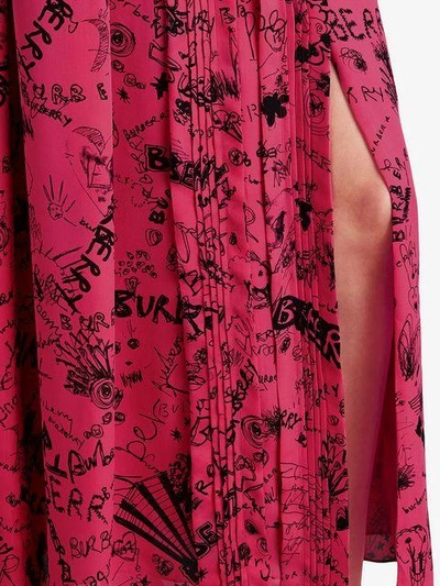 Shop Burberry Doodle Print Skirt - Pink