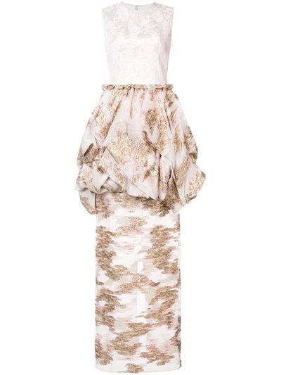 Shop Christian Siriano Fitted Jacquard Dress In Pink