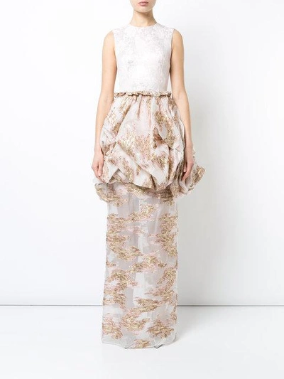 Shop Christian Siriano Fitted Jacquard Dress In Pink