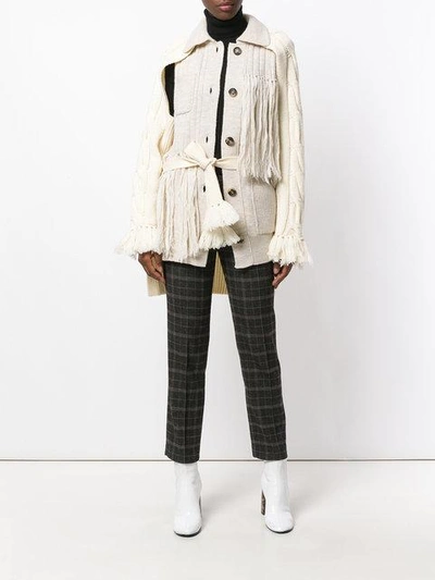 Shop Maison Margiela Deconstructed Fringed Cardigan In Neutrals