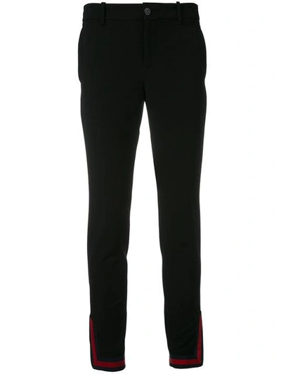 Shop Gucci Web Zipped Cuff Trousers In Black