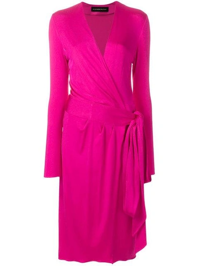 Shop Alexandre Vauthier Wrap Front Midi Dress In Pink