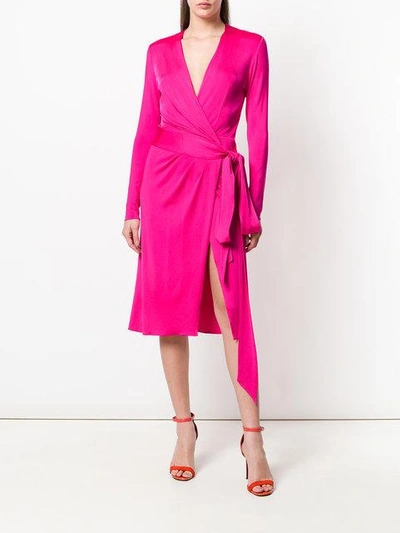 Shop Alexandre Vauthier Wrap Front Midi Dress In Pink