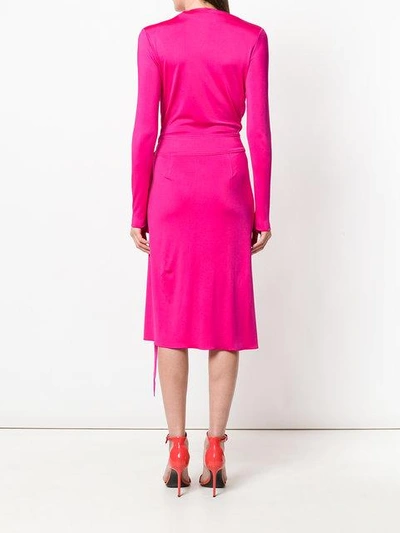 Shop Alexandre Vauthier Wrap Front Midi Dress In Pink