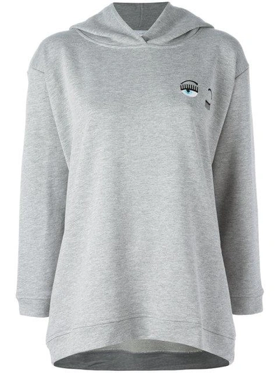Shop Chiara Ferragni Winking Eye Hooded Sweatshirt In Grey