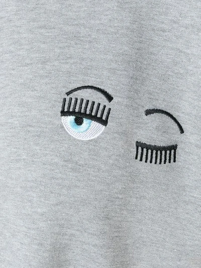 Shop Chiara Ferragni Winking Eye Hooded Sweatshirt In Grey