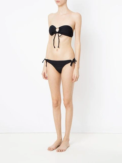 Shop Amir Slama Faux Pearl Embellished Bikini Set In Black