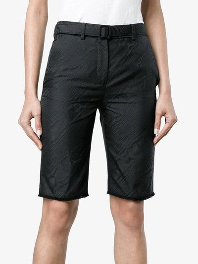 Shop Off-white High Waisted Long Moiré Tailored Shorts In Black