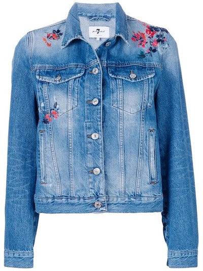 Shop 7 For All Mankind Flower Embroidered Denim Jacket