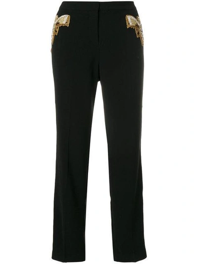 striped detail trousers