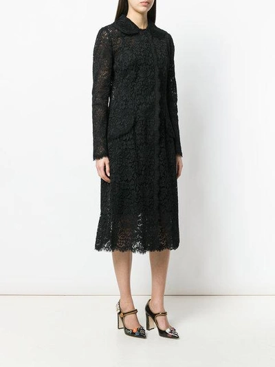 Shop Dolce & Gabbana Lace Shirt Dress In Black