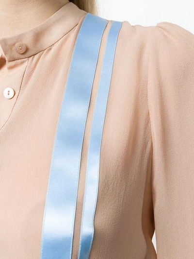 Shop Vionnet Stripe Detail Floaty Blouse - Neutrals