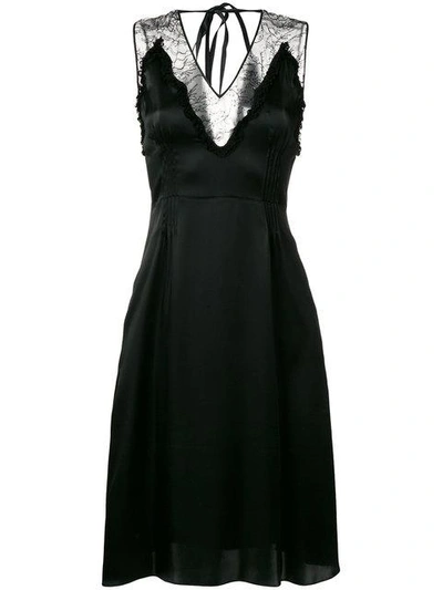 Shop Rochas Flared Lace-trimmed Dress - Black