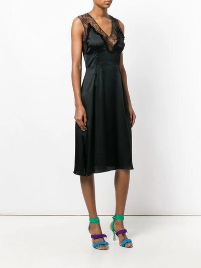Shop Rochas Flared Lace-trimmed Dress - Black