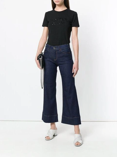 Shop Emporio Armani Cropped Flared Jeans - Blue
