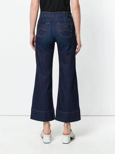 Shop Emporio Armani Cropped Flared Jeans - Blue