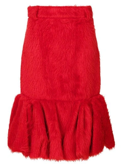 Shop Prada Fluffy Ruffled Hem Midi Skirt