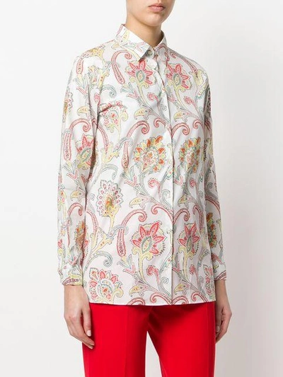 Shop Etro Floral And Paisley Print Shirt - White