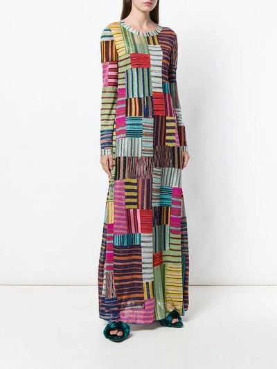 striped squares maxi dress