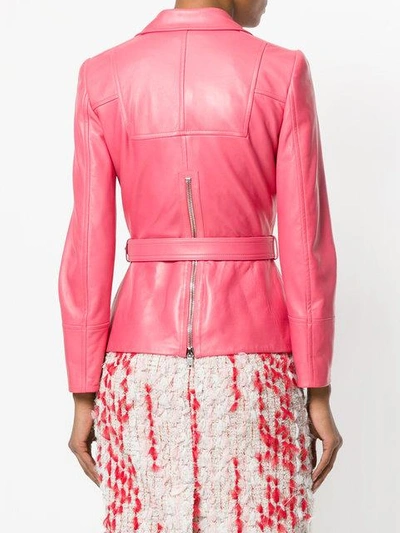 Shop Alexander Mcqueen Belted Biker Jacket - Pink