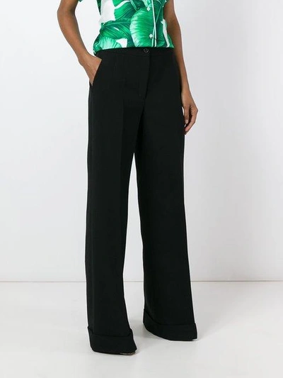 Shop Dolce & Gabbana Wide Leg Trousers In Black