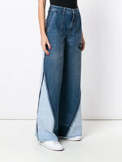 Shop Dolce & Gabbana Panelled Wide Leg Jeans In Blue