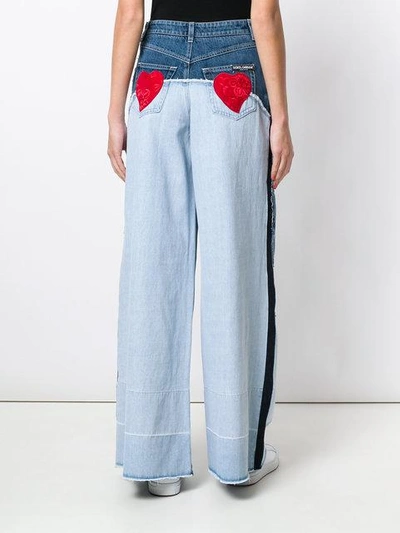 Shop Dolce & Gabbana Panelled Wide Leg Jeans In Blue