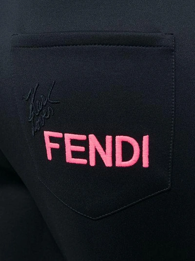 Shop Fendi Karlito-appliqué Track Pants - Black