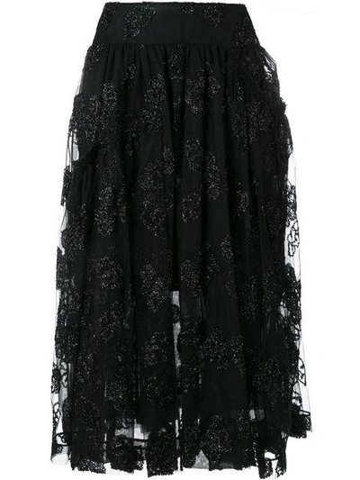 Shop Simone Rocha Jacquard Tulle Midi Skirt In Black