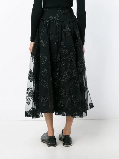 Simone Rocha Jacquard Tulle Midi Skirt In Black | ModeSens
