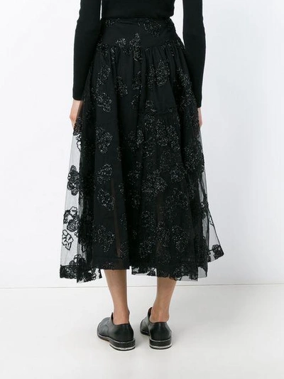 Shop Simone Rocha Jacquard Tulle Midi Skirt In Black