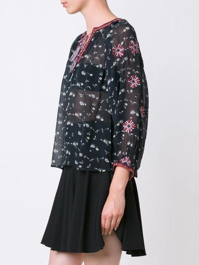 Shop Ulla Johnson Floral Print Peasant Blouse - Blue