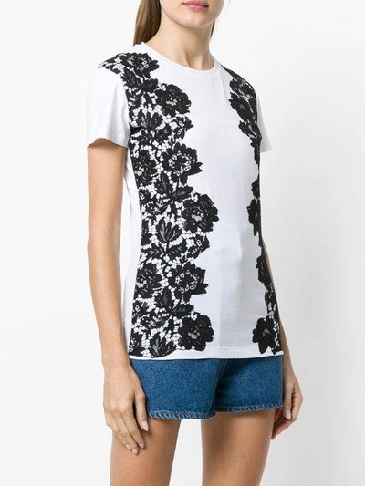 Shop Valentino Lace Panelled T-shirt In White