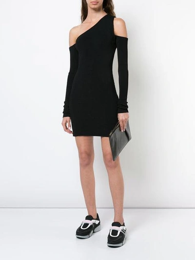 Shop Amiri One Shoulder Fitted Dress In Black