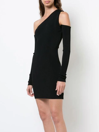 Shop Amiri One Shoulder Fitted Dress In Black