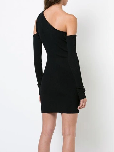 Shop Amiri One Shoulder Fitted Dress In Black