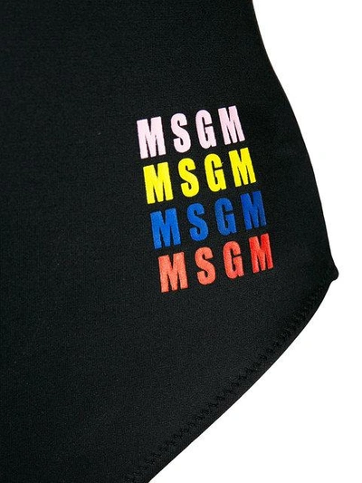 Shop Msgm Asymmetric Logo Swimsuit In Black