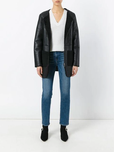 Shop Liska Boxy Contrast Texture Jacket In Schwarz