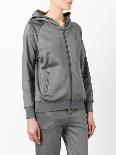 Shop Mr & Mrs Italy Sequined Detail Zipped Hoodie In Grey