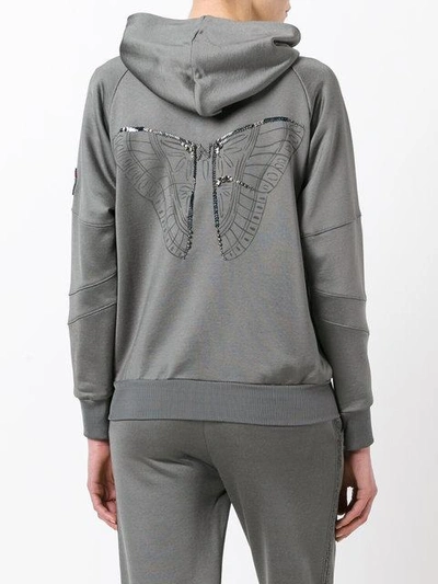 Shop Mr & Mrs Italy Sequined Detail Zipped Hoodie In Grey