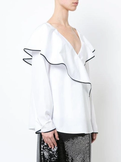 Shop Diane Von Furstenberg Ruffled Wrap Top In White