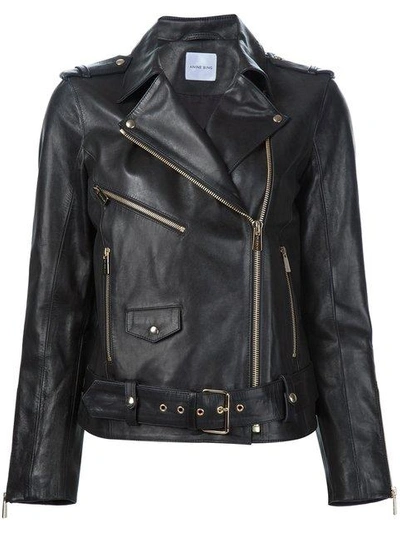 Shop Anine Bing Classic Biker Jacket In Black