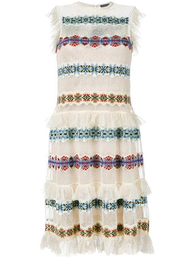 Shop Alexander Mcqueen Sheer Embroidered Dress In Neutrals